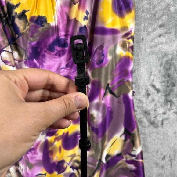 Ann Taylor Silk Dress Womens Size 10 Purple Silk/Cotton Belted Sleeveless Floral - Picture 12 of 12